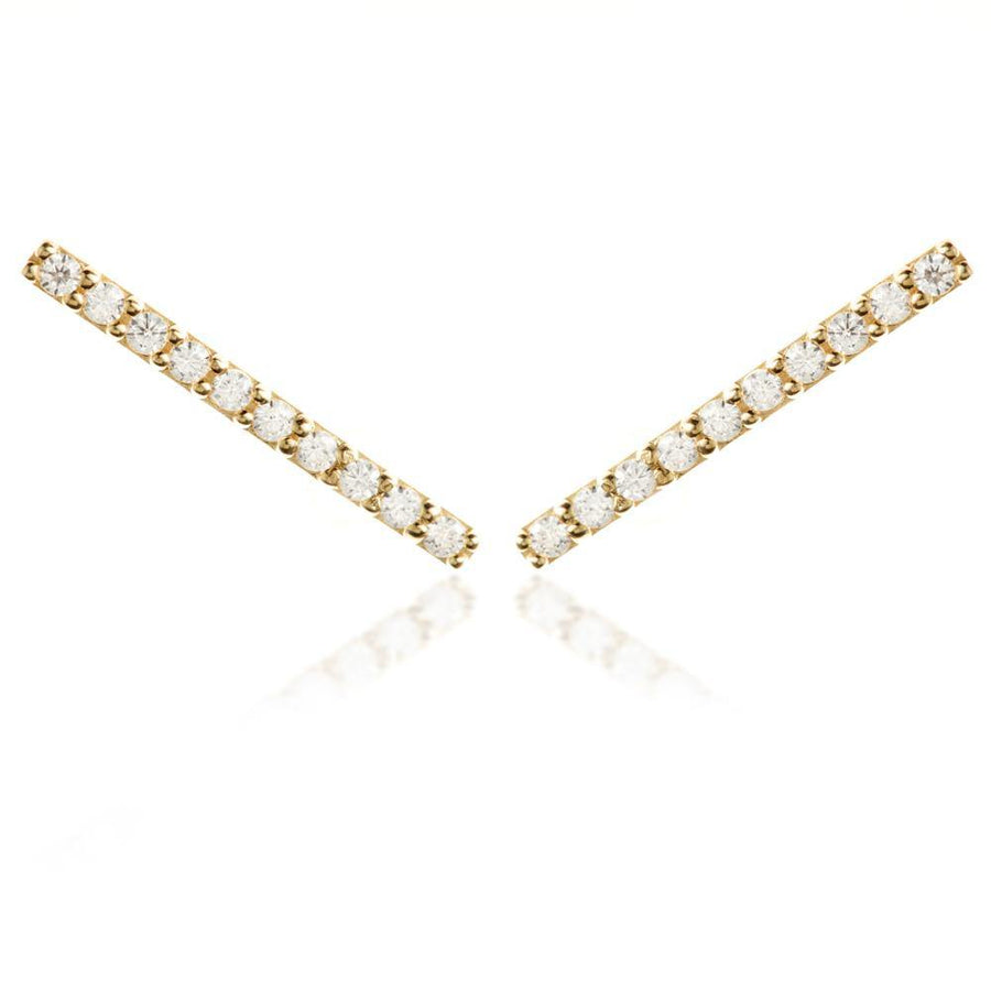 9ct Yellow Gold Gem Bar Ear Climber Earrings Studs - ZuZu Jewellery