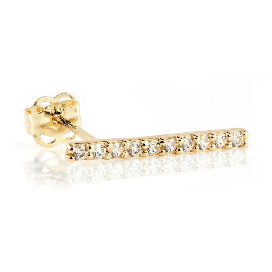 9ct Yellow Gold Gem Bar Ear Climber Earrings Studs - ZuZu Jewellery
