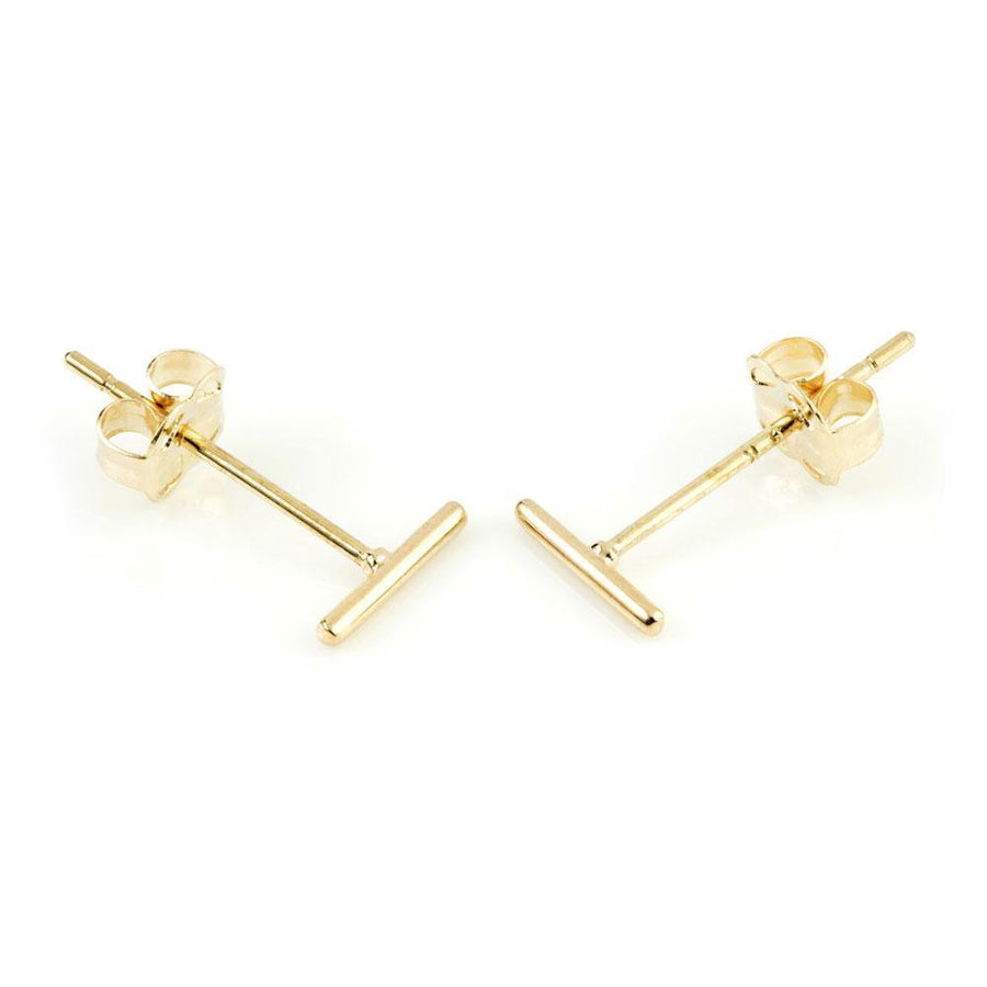 9ct Plain Gold Bar Stud Earring | ZuZu Jewellery - ZuZu Jewellery
