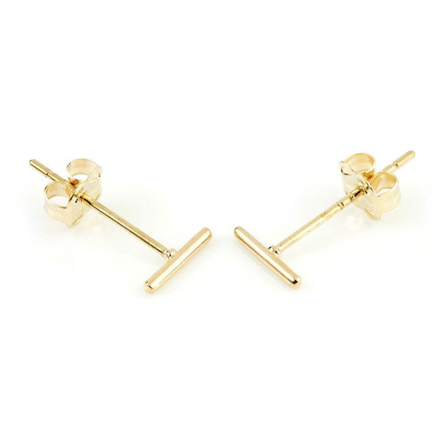 9ct Plain Gold Bar Stud Earring - ZuZu Jewellery