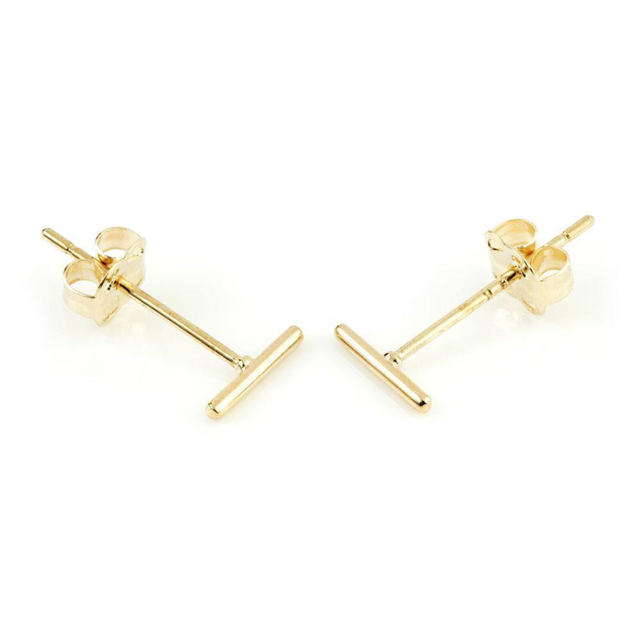 9ct Plain Gold Bar Stud Earring - ZuZu Jewellery