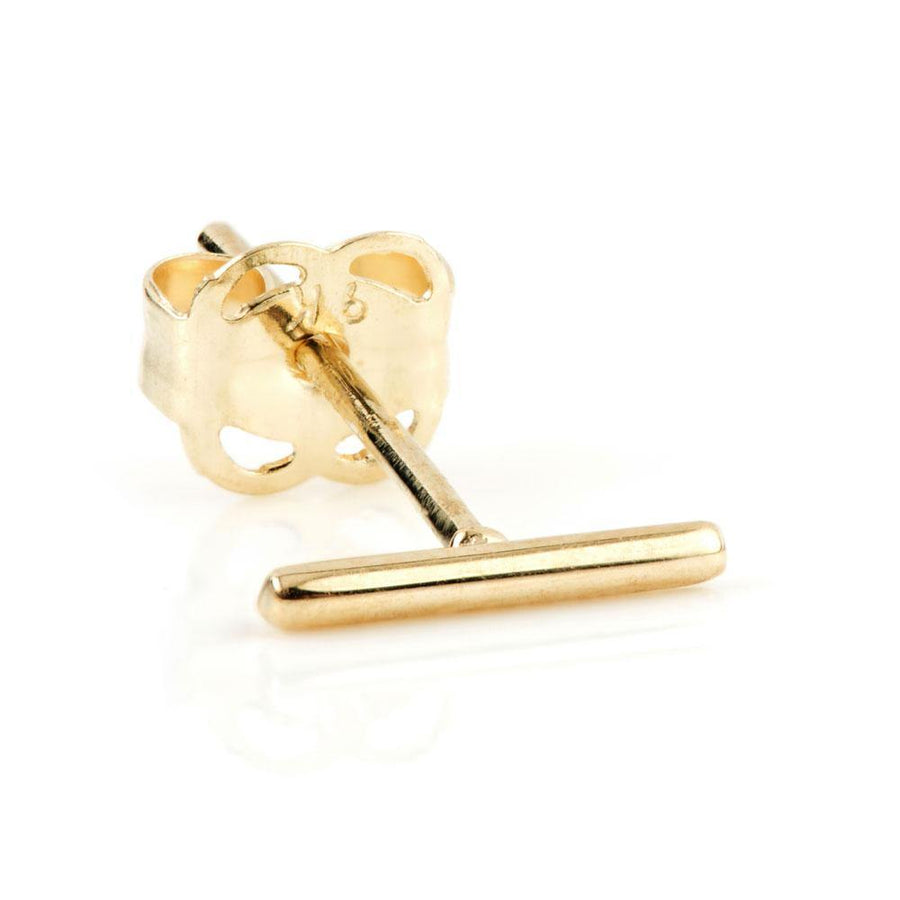 9ct Plain Gold Bar Stud Earring - ZuZu Jewellery