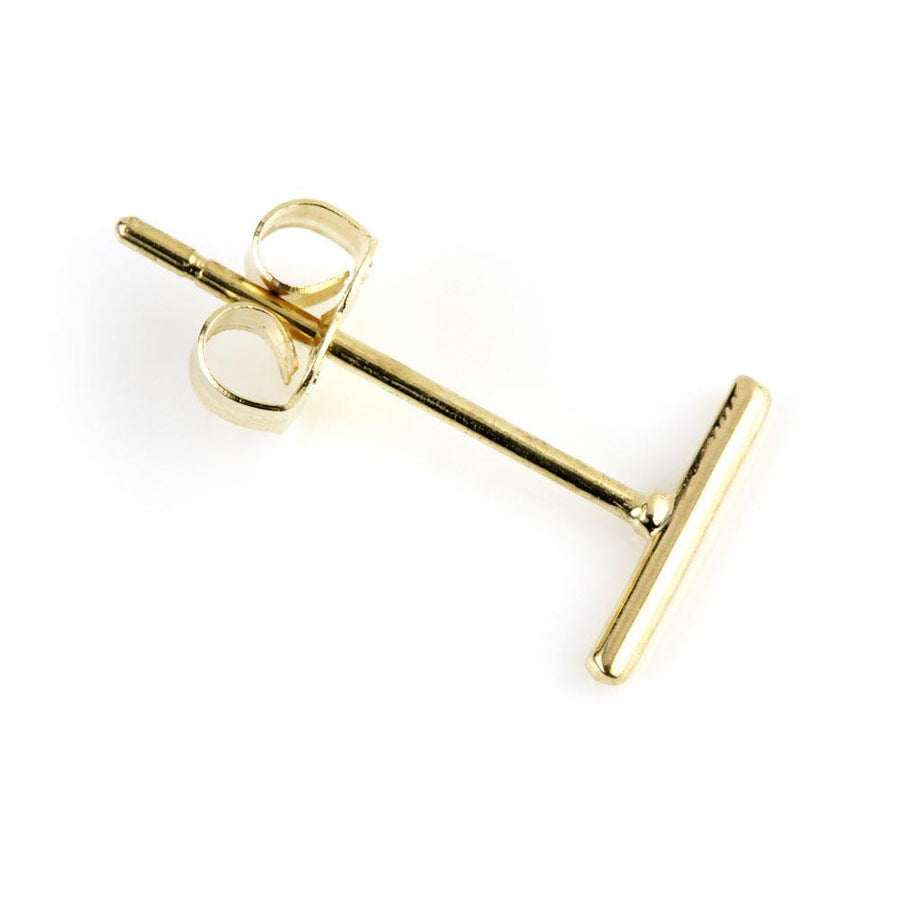 9ct Plain Gold Bar Stud Earring - ZuZu Jewellery
