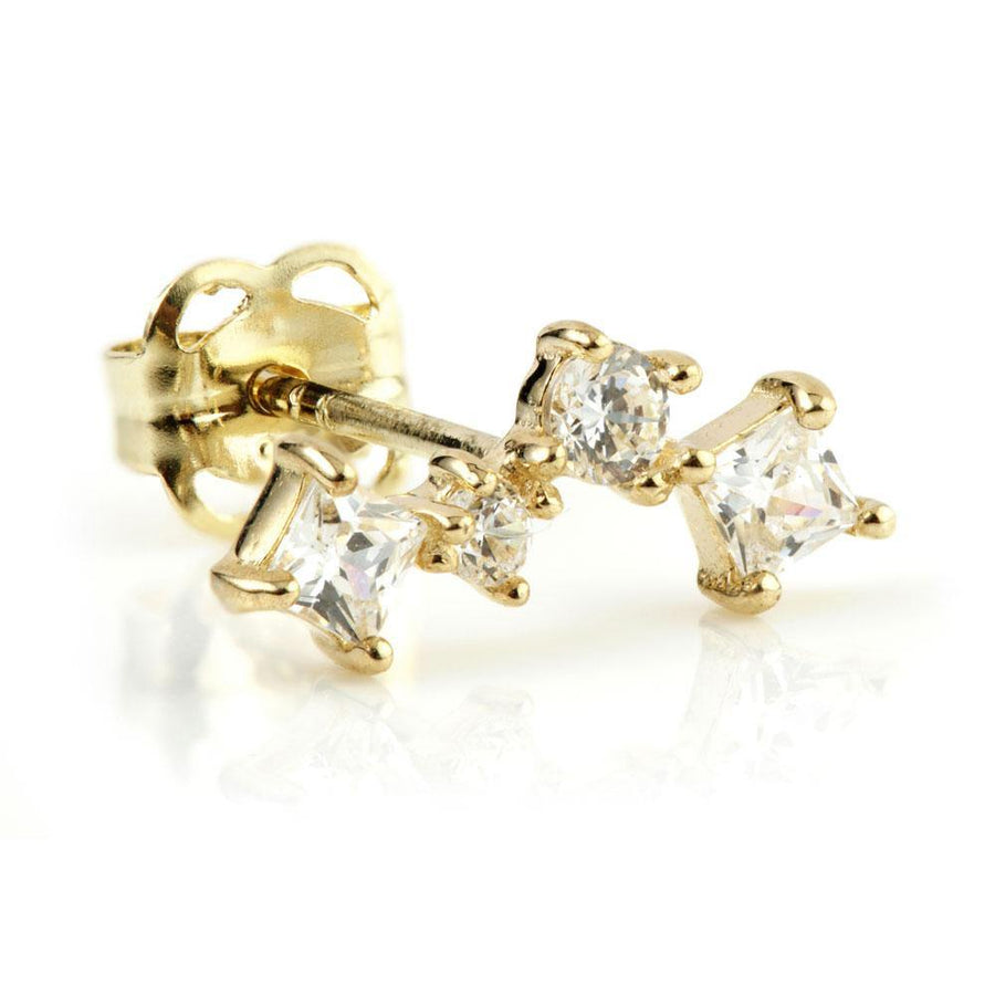 9ct Yellow Gold Squares Ear Climber Earrings - ZuZu Jewellery