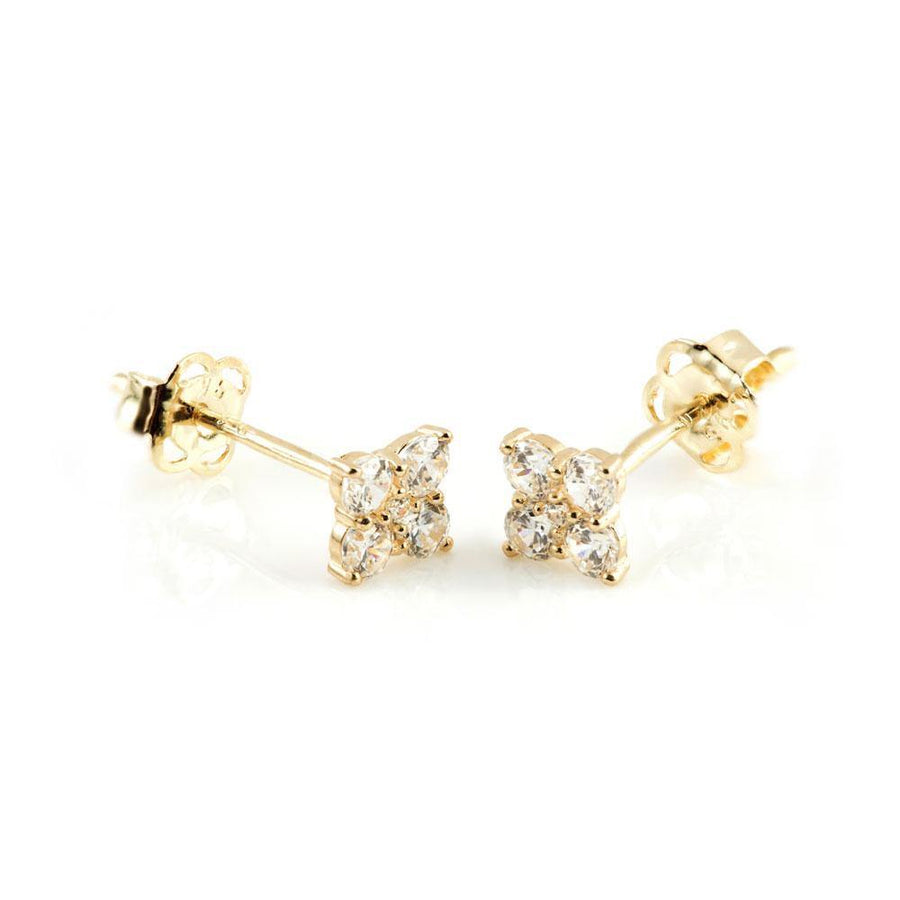 9ct Gold Gem Flower Stud Earring - ZuZu Jewellery