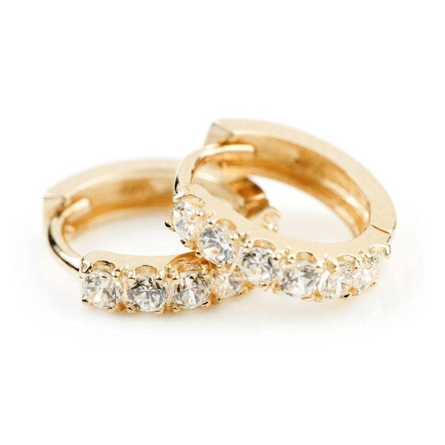 9ct Gold CZ Cartilage Earring 10mm Hoop - ZuZu Jewellery