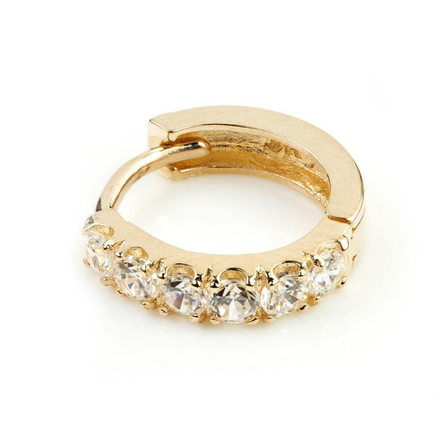 9ct Gold CZ Cartilage Earring 10mm Hoop - ZuZu Jewellery