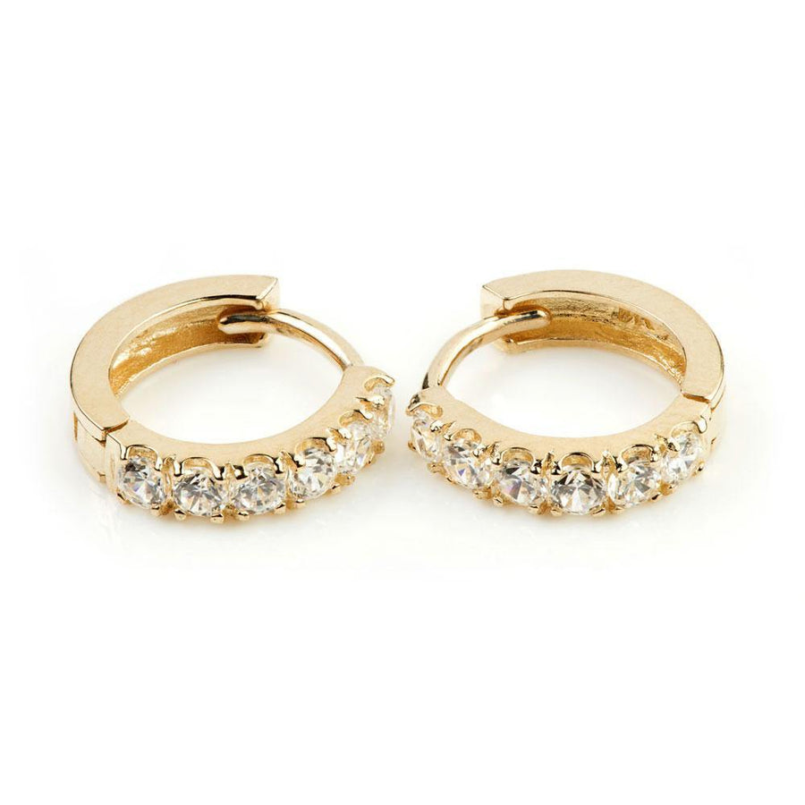 9ct Gold CZ Cartilage Earring 10mm Hoop - ZuZu Jewellery