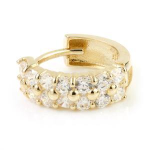 9ct Yellow Gold Twin Row Pave Crystal Huggie Earring - ZuZu Jewellery