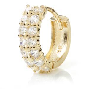9ct Yellow Gold Twin Row Pave Crystal Huggie Earring - ZuZu Jewellery