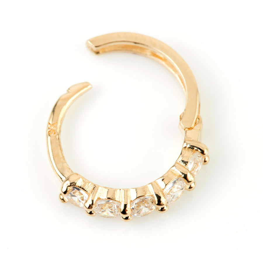 9ct Gold CZ Gem Cartilage Hoop 11mm Huggie Hoop Earring - ZuZu Jewellery