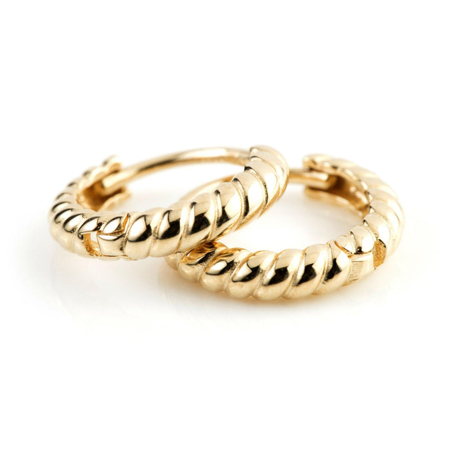 9ct Gold Rope Cartilage Huggie Hoop Earring - ZuZu Jewellery