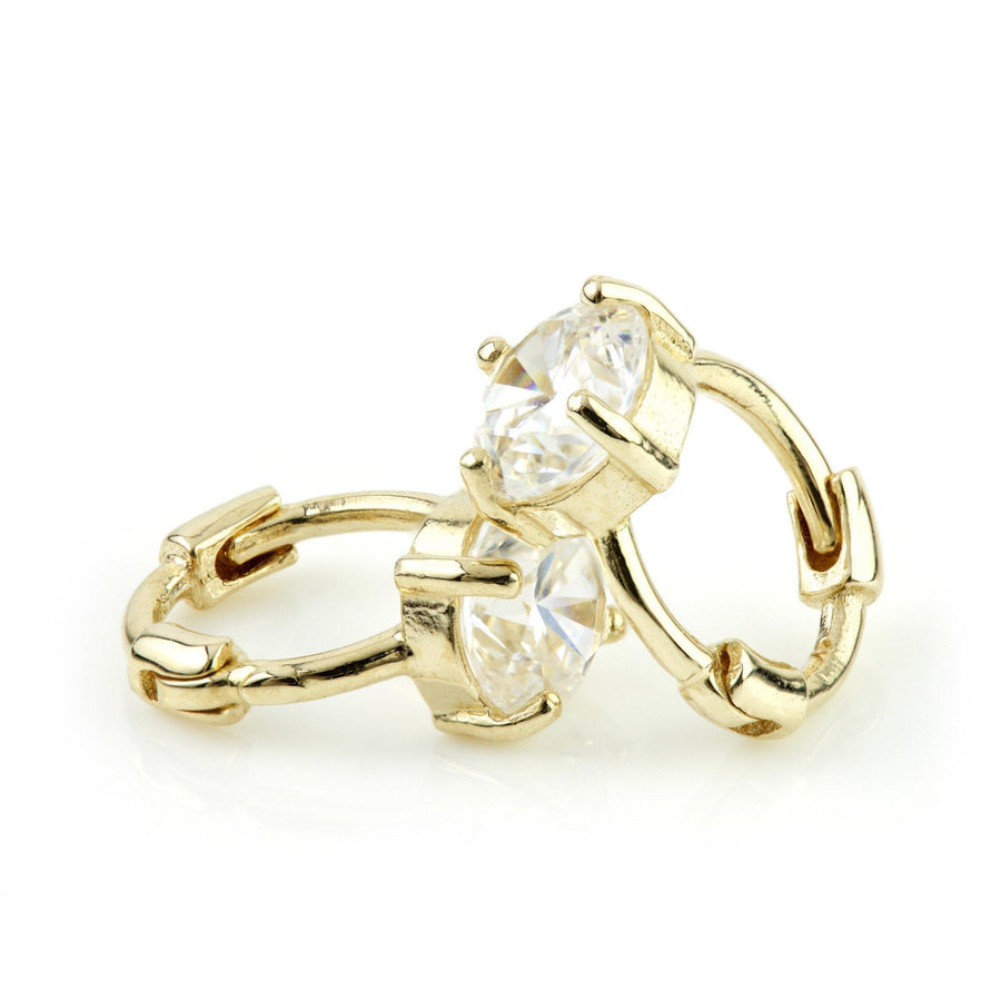9ct Gold Crystal Claw Tiny Cartilage 5mm Huggie Earring - ZuZu Jewellery