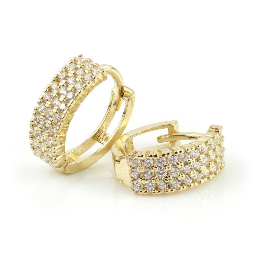 9ct Yellow Gold Pave Crystal Oval Cartilage Huggie Earring - ZuZu Jewellery