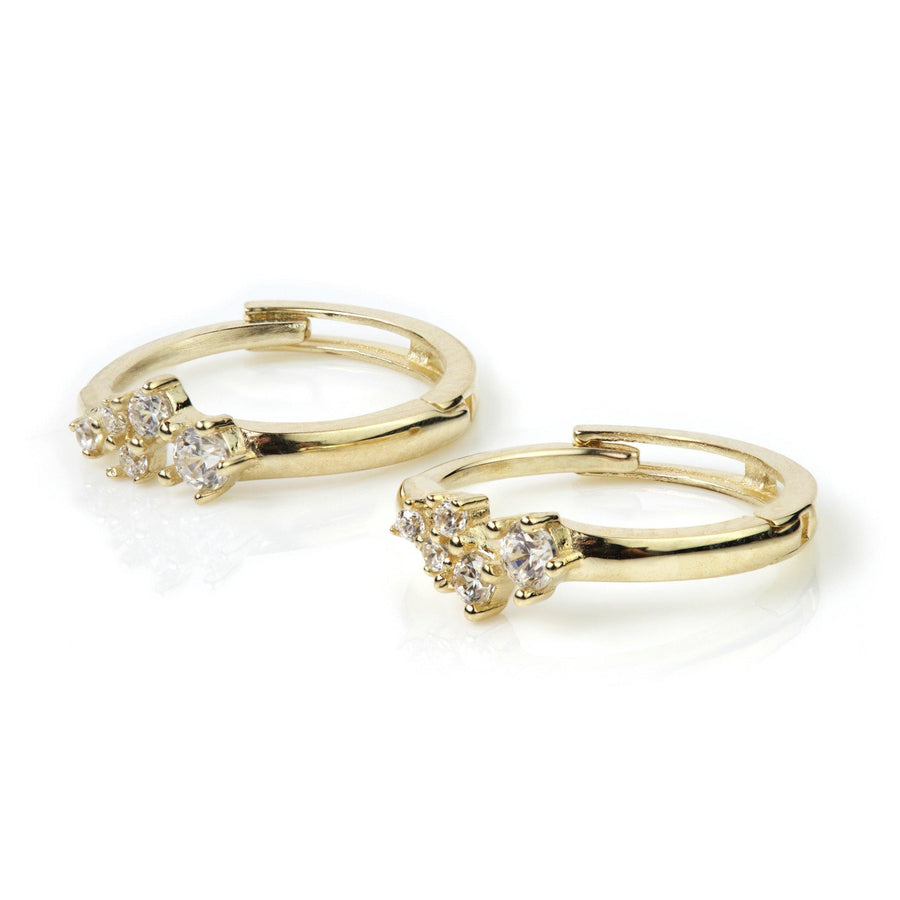 9ct Gold Crystal Stars Hoop Huggie Earring - ZuZu Jewellery