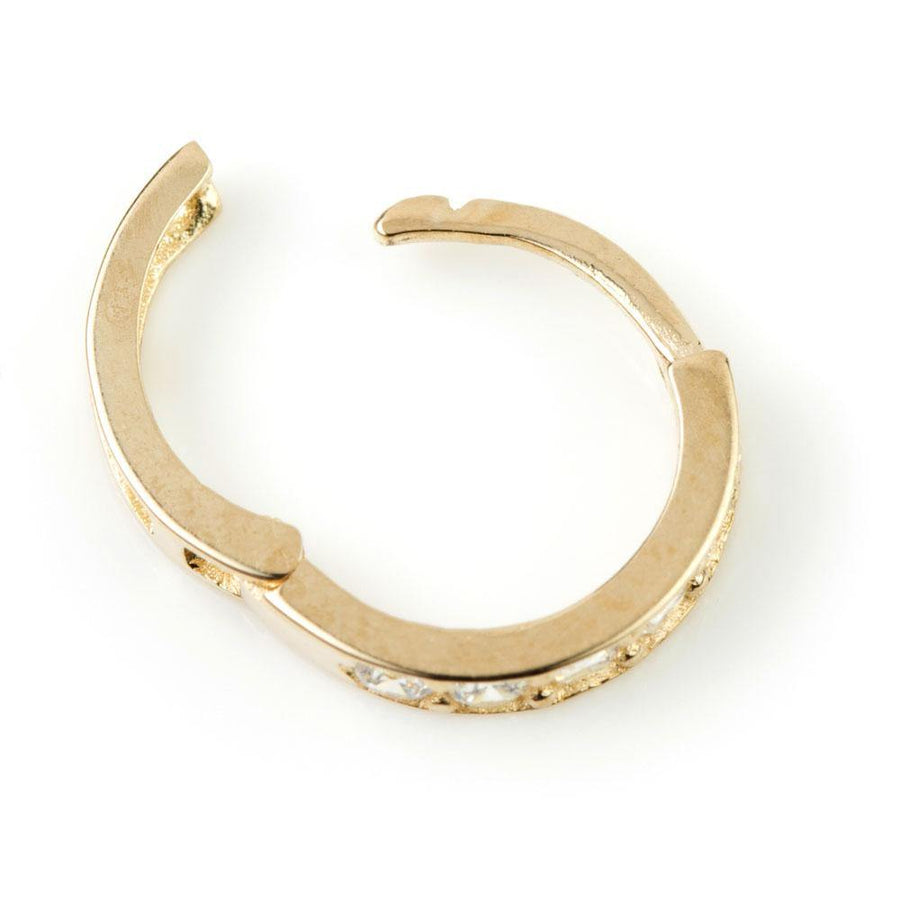 9ct Gold CZ Channel 9.5mm Cartilage Huggie Hoop Earring - ZuZu Jewellery