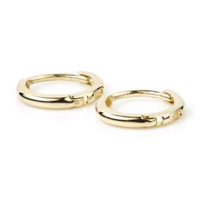 9ct Gold Thin Plain 10mm Huggie Hoop Earring - ZuZu Jewellery