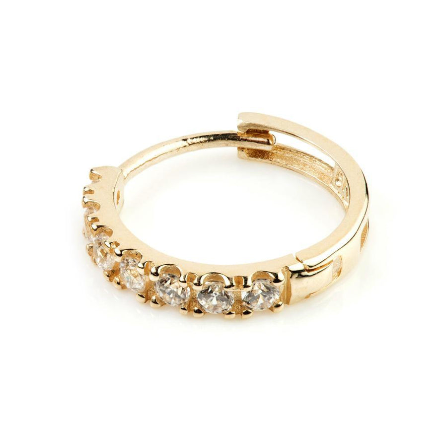 9ct Yellow Gold Pave Crystal 12mm Huggie Hoop Earring - ZuZu Jewellery