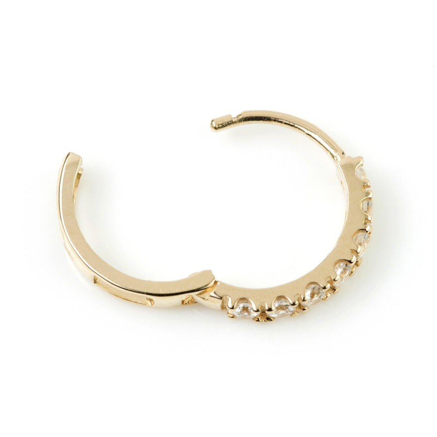 9ct Yellow Gold Pave Crystal 12mm Huggie Hoop Earring - ZuZu Jewellery