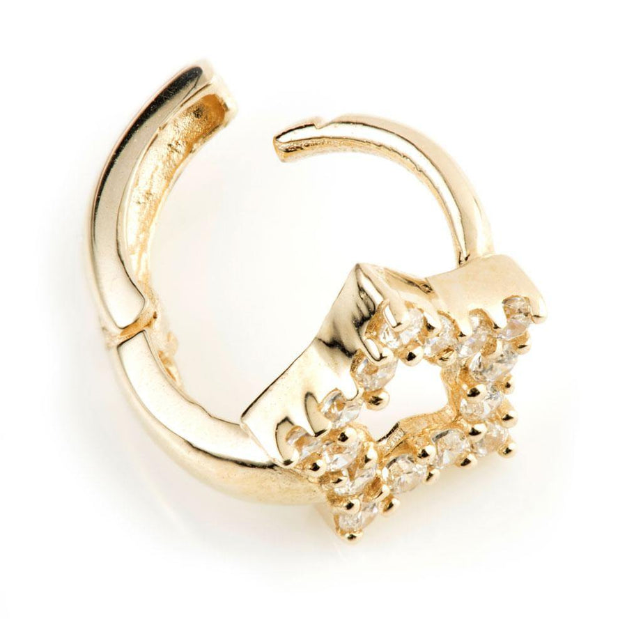 9ct Gold Mini Crystal Open Star Huggie Earring - ZuZu Jewellery