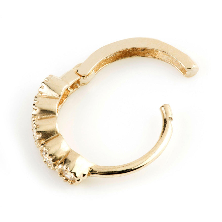 9ct Yellow Gold Round CZ Crystal 10mm Huggie Hoop Earring - ZuZu Jewellery