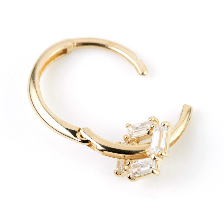 9ct Gold Crystal Square Pendant Huggie Earring - ZuZu Jewellery