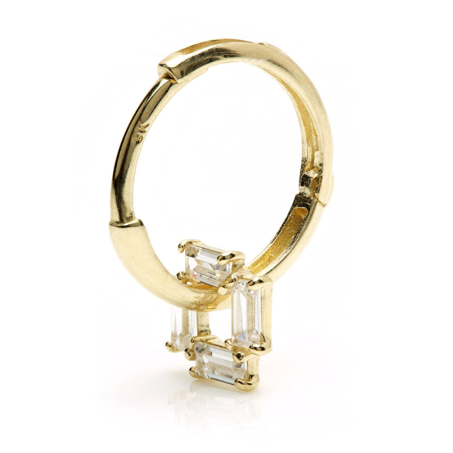 9ct Gold Crystal Square Pendant Huggie Earring - ZuZu Jewellery