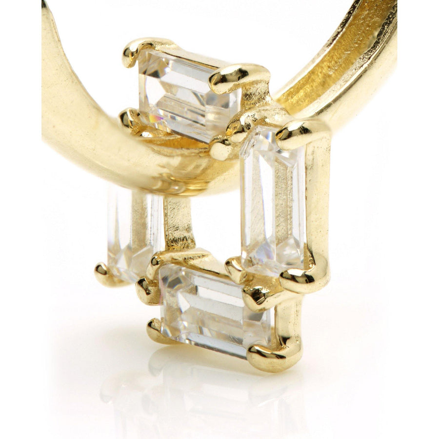 9ct Gold Crystal Square Pendant Huggie Earring - ZuZu Jewellery