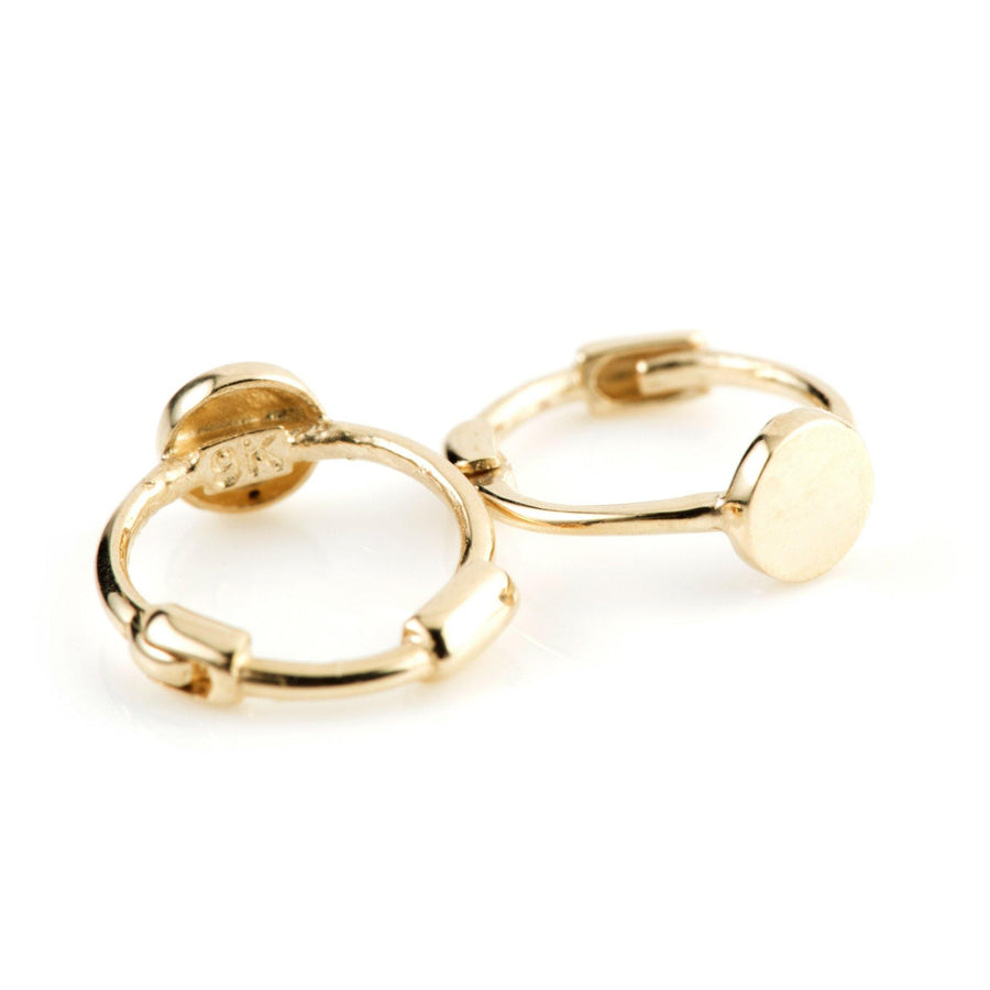 9ct Gold Cartilage Hoop Flat Disc Earring - ZuZu Jewellery