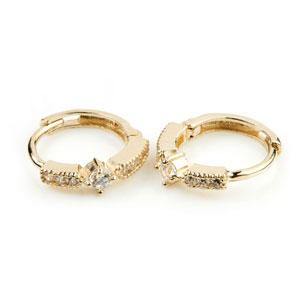 9ct Gold Solitaire Pave Crystal Huggie Earring - ZuZu Jewellery