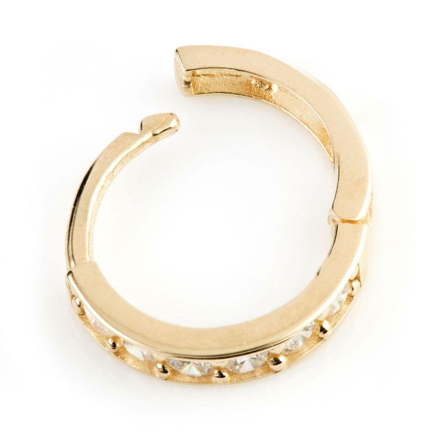 9ct Gold Flat Crystal 10mm Huggie Earring - ZuZu Jewellery