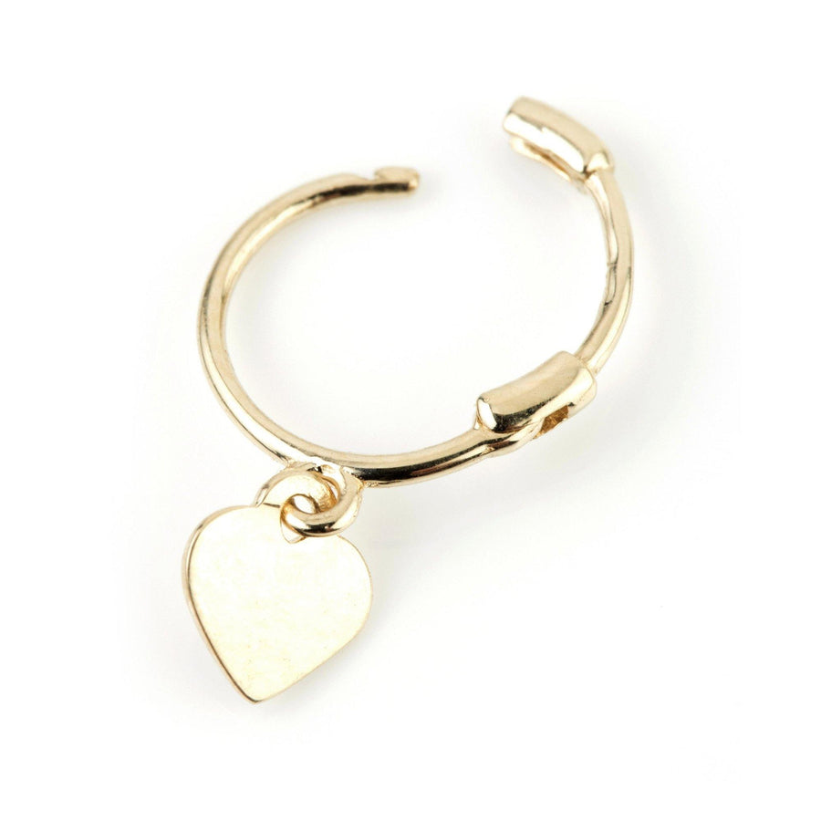 9ct Gold Heart Charm Cartilage Hoop Earring - ZuZu Jewellery
