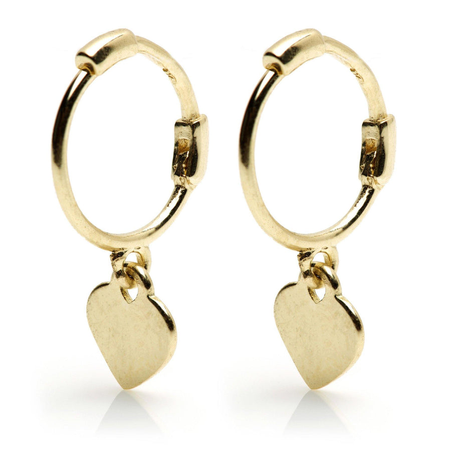 9ct Gold Heart Charm Cartilage Hoop Earring - ZuZu Jewellery