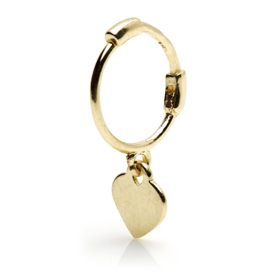 9ct Gold Heart Charm Cartilage Hoop Earring - ZuZu Jewellery