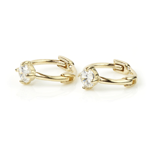 9ct Gold Solitaire Crystal Cartilage Huggie Earring - ZuZu Jewellery