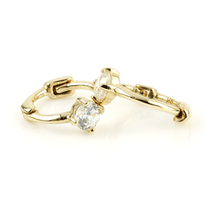 9ct Gold Solitaire Crystal Cartilage Huggie Earring - ZuZu Jewellery