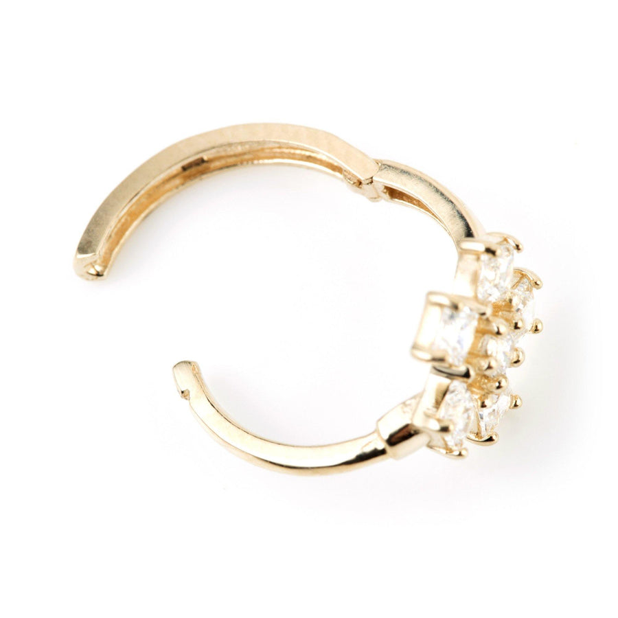 9ct Yellow Gold Crystal Flower Cartilage 12mm Huggie Earring - ZuZu Jewellery