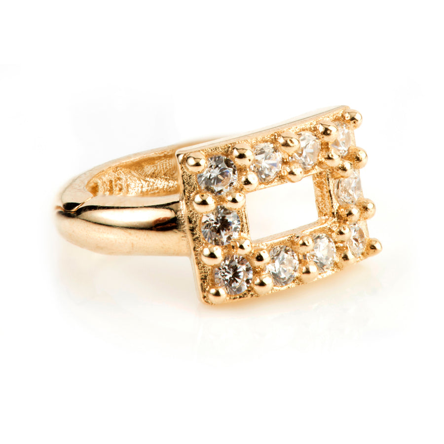 9ct Gold Pave Crystal Rectangle Huggie Earring - ZuZu Jewellery