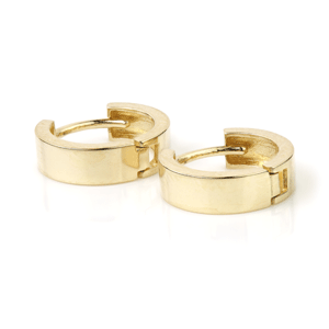 9ct Yellow Gold Wide Flat 11mm Huggie Hoop Earring - ZuZu Jewellery