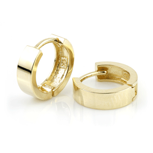 9ct Yellow Gold Wide Flat 11mm Huggie Hoop Earring - ZuZu Jewellery