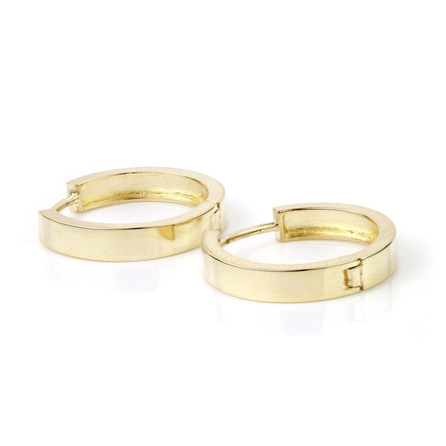 9ct Solid Yellow Gold Flat Plain 17mm Hoop Earrings - ZuZu Jewellery