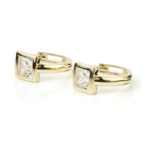 9ct Yellow Gold Square Crystal Cartilage 11mm Huggie Earring - ZuZu Jewellery