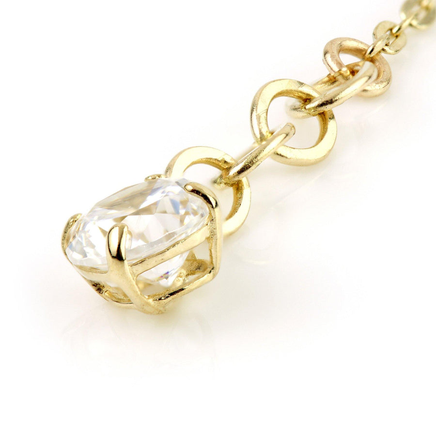 9ct Yellow Gold Hanging Crystal Chain Huggie Hoop Earring - ZuZu Jewellery