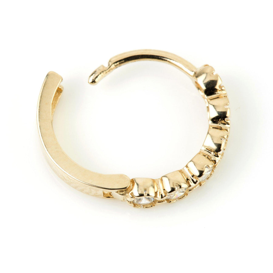 9ct Gold Round Crystal Eternity 11mm Huggie Hoop Earring - ZuZu Jewellery
