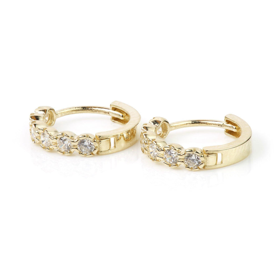 9ct Gold Round Crystal Eternity 11mm Huggie Hoop Earring - ZuZu Jewellery