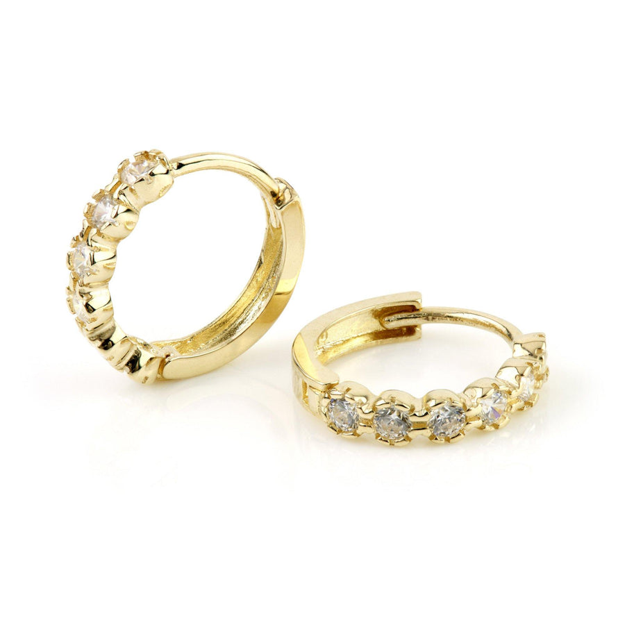 9ct Gold Round Crystal Eternity 11mm Huggie Hoop Earring - ZuZu Jewellery