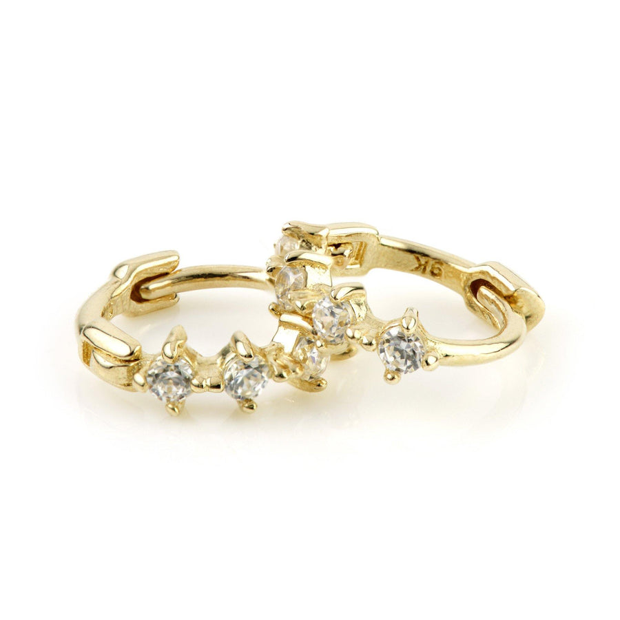 9ct Gold Tiny CZ Cartilage Huggie Earring - ZuZu Jewellery
