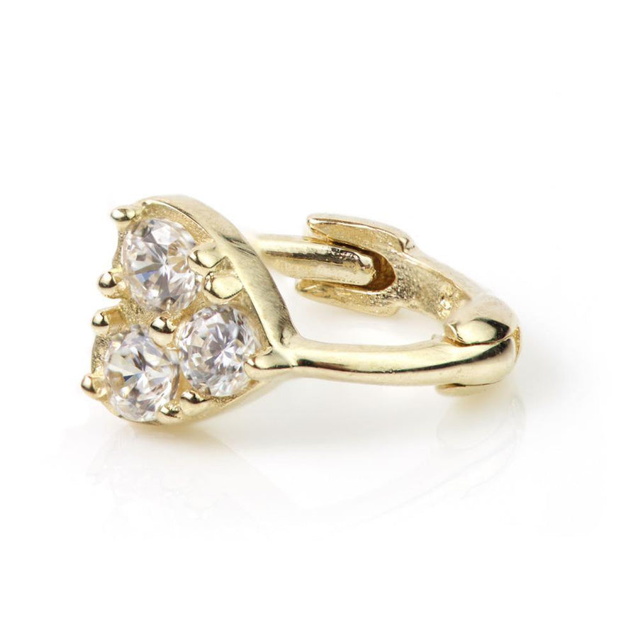 9ct Gold Crystal Trinity Cartilage Huggie Earring - ZuZu Jewellery
