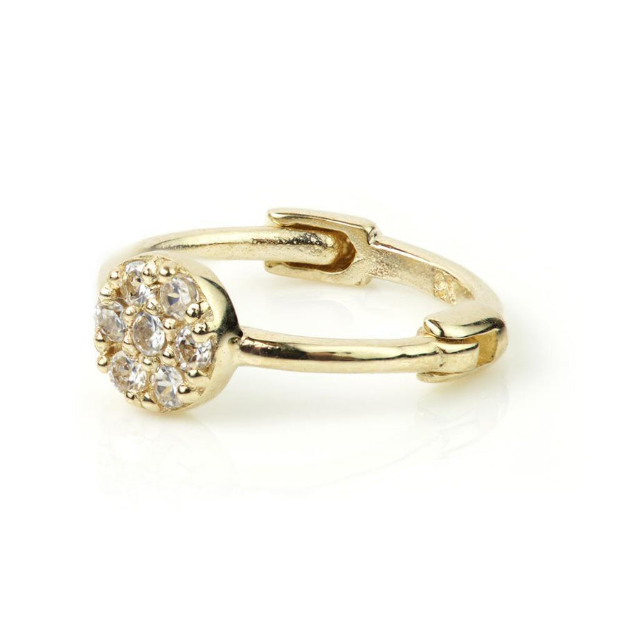 9ct Gold Crystal Circle Cartilage 9mm Huggie Hoop Earring - ZuZu Jewellery