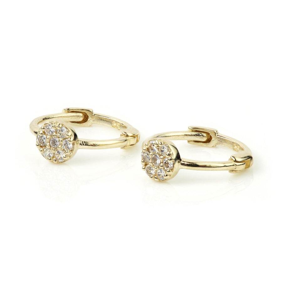 9ct Gold Crystal Circle Cartilage 9mm Huggie Hoop Earring - ZuZu Jewellery